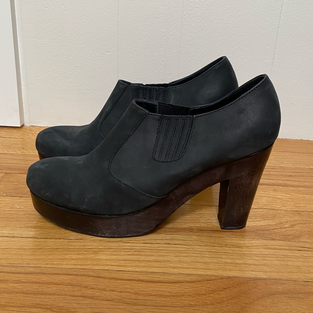 Rachel Comey suede and wooden clog booties